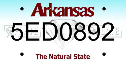 5ED0892 Arkansas License Plate
