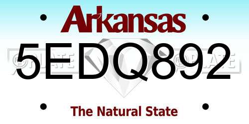 5EDQ892 Arkansas License Plate