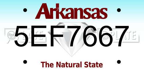 5EF7667 Arkansas License Plate