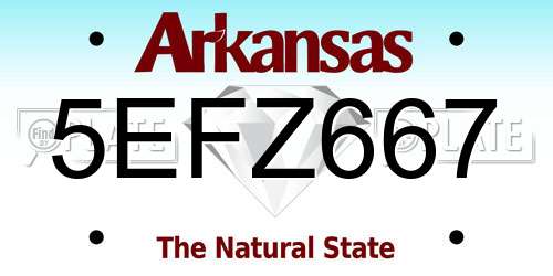 5EFZ667 Arkansas License Plate