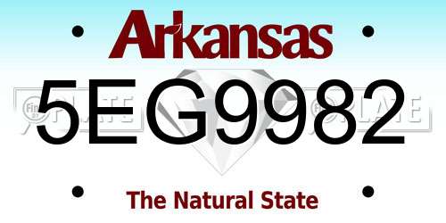 5EG9982 Arkansas License Plate