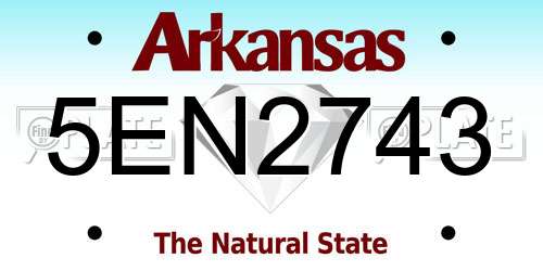 5EN2743 Arkansas License Plate