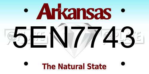5EN7743 Arkansas License Plate