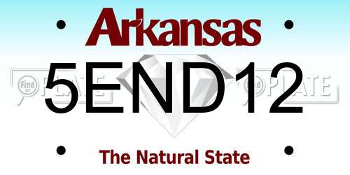 5END12 Arkansas License Plate
