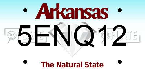 5ENQ12 Arkansas License Plate