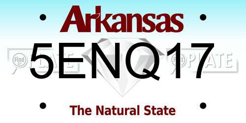 5ENQ17 Arkansas License Plate