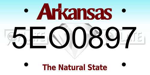 5EO0897 Arkansas License Plate