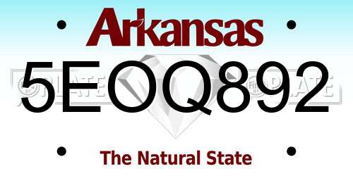 5EOQ892 Arkansas License Plate