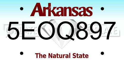 5EOQ897 Arkansas License Plate