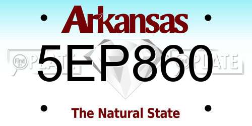 5EP860 Arkansas License Plate