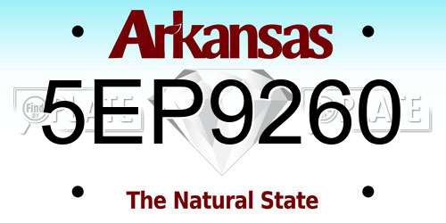 5EP9260 Arkansas License Plate