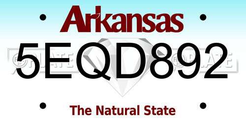 5EQD892 Arkansas License Plate