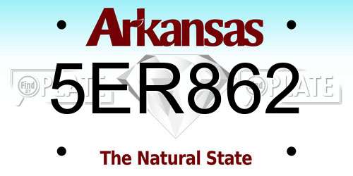 5ER862 Arkansas License Plate