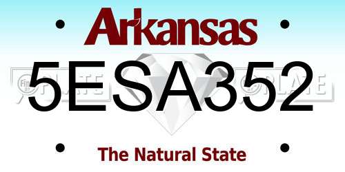 5ESA352 Arkansas License Plate