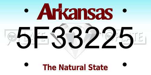 5F33225 Arkansas License Plate