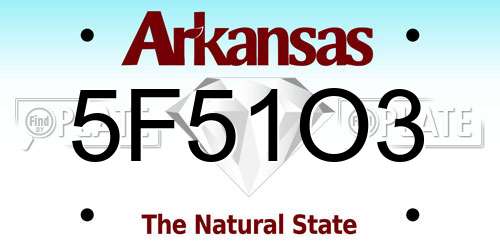 5F51O3 Arkansas License Plate