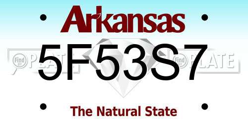 5F53S7 Arkansas License Plate