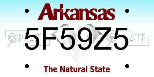 5F59Z5 Arkansas License Plate