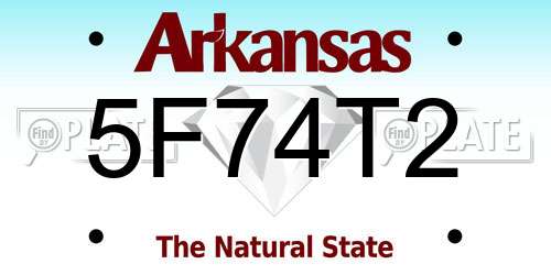 5F74T2 Arkansas License Plate