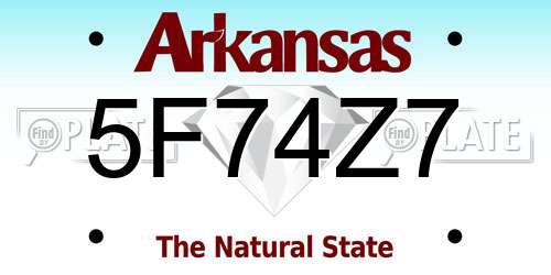 5F74Z7 Arkansas License Plate