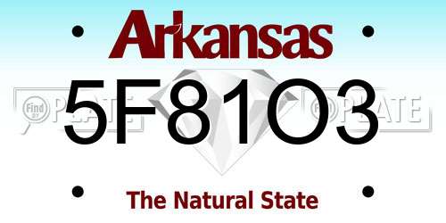 5F81O3 Arkansas License Plate