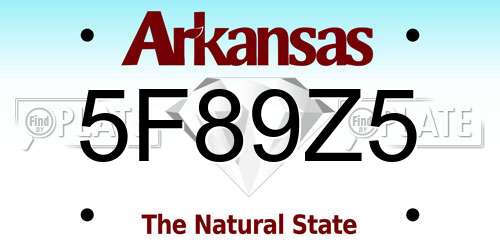 5F89Z5 Arkansas License Plate