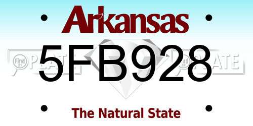 5FB928 Arkansas License Plate