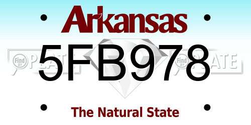 5FB978 Arkansas License Plate