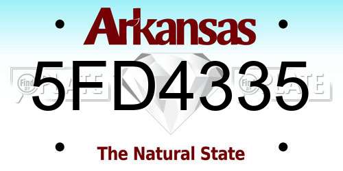 5FD4335 Arkansas License Plate
