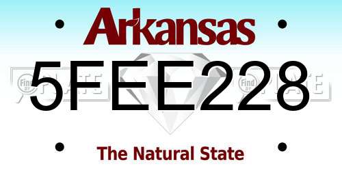 5FEE228 Arkansas License Plate