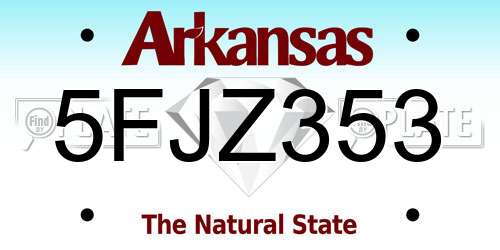 5FJZ353 Arkansas License Plate