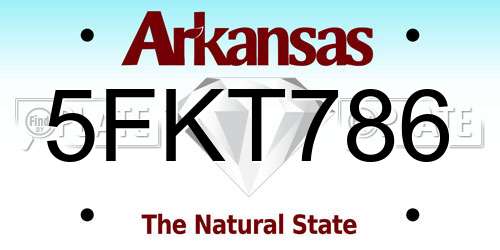 5FKT786 Arkansas License Plate