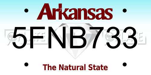 5FNB733 Arkansas License Plate