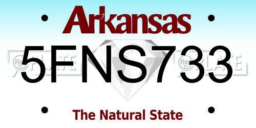 5FNS733 Arkansas License Plate