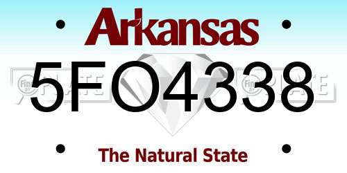 5FO4338 Arkansas License Plate