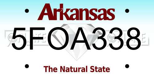 5FOA338 Arkansas License Plate