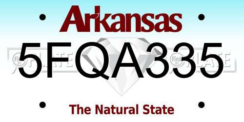 5FQA335 Arkansas License Plate