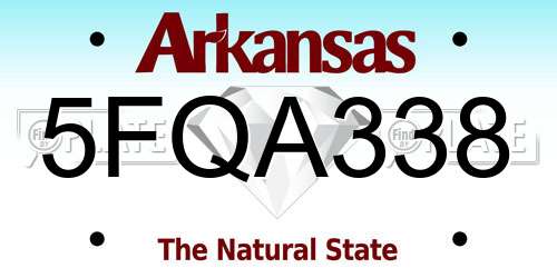 5FQA338 Arkansas License Plate
