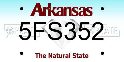 5FS352 Arkansas License Plate