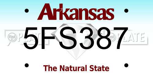 5FS387 Arkansas License Plate
