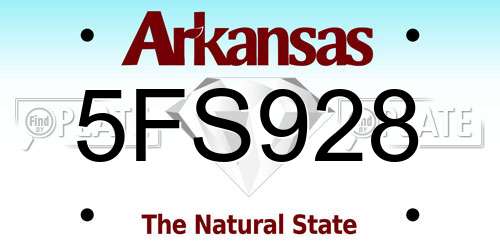 5FS928 Arkansas License Plate