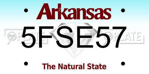 5FSE57 Arkansas License Plate