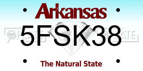 5FSK38 Arkansas License Plate