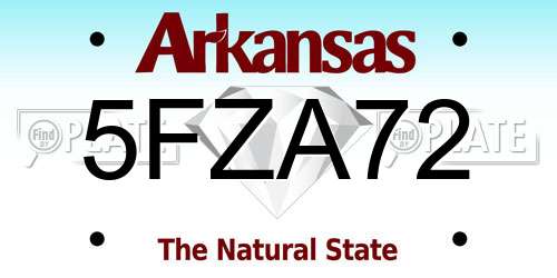 5FZA72 Arkansas License Plate