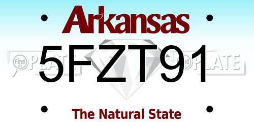 5FZT91 Arkansas License Plate