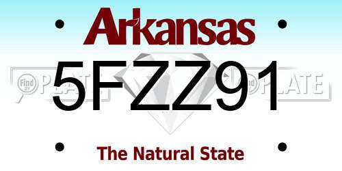5FZZ91 Arkansas License Plate