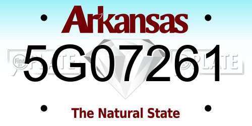 5G07261 Arkansas License Plate