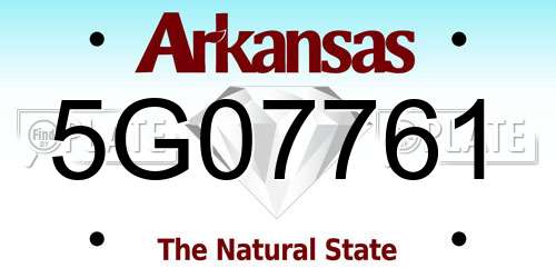 5G07761 Arkansas License Plate