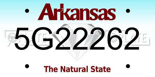 5G22262 Arkansas License Plate