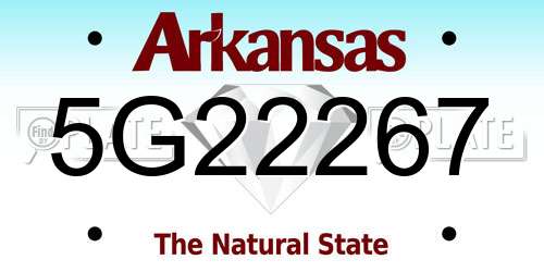 5G22267 Arkansas License Plate